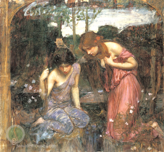 John William Waterhouse: Nymphs finding the head of Orpheus (study) - 1900
