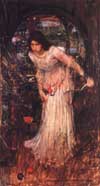 The Lady of Shalott [looking at Lancelot] (study) (1894)